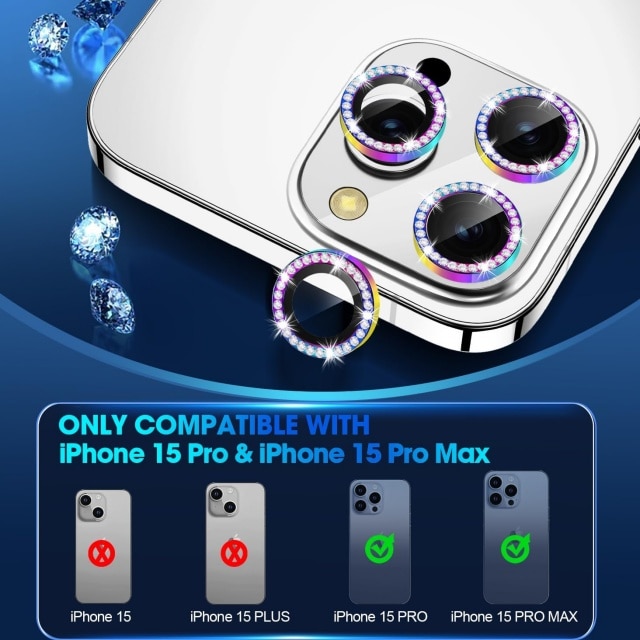 Folie protectie camera, set 4 buc, sticla securizata 9H, transparent, compatibila cu iPhone 15 Pro/Pro Max