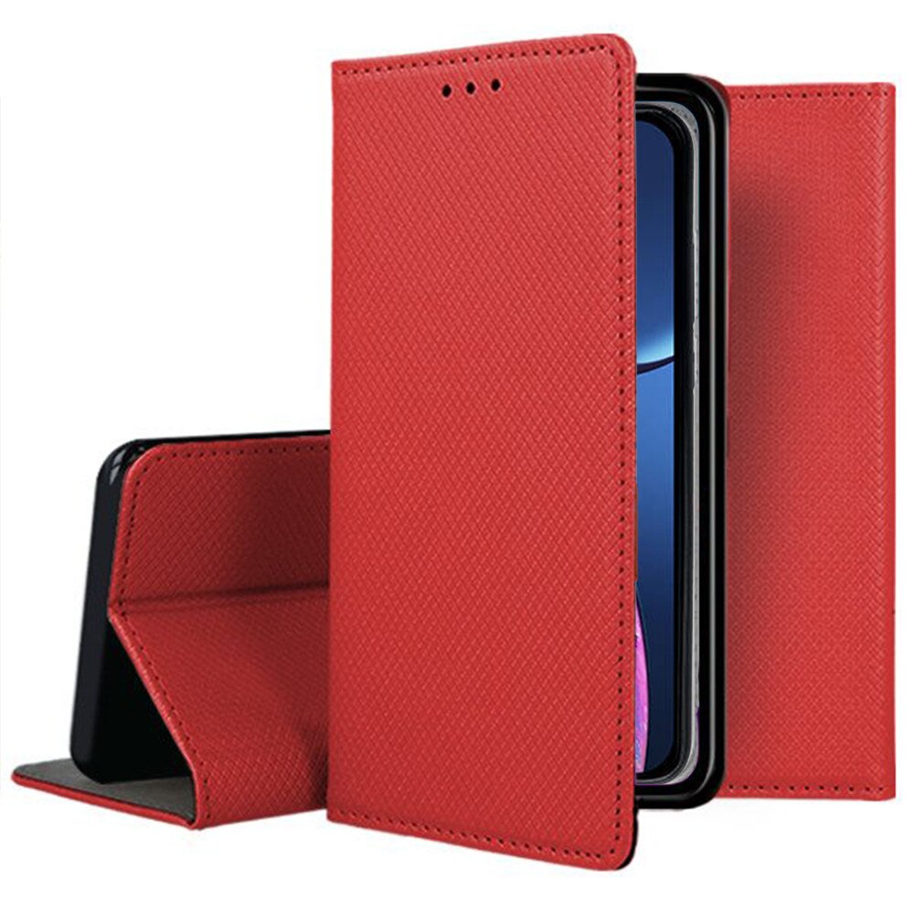 Husa compatibila cu Apple iPhone 13 Pro, COMANDO Flip Magnet, Piele ecologica, Tip carte portofel, Protectie completa, Aderenta sigura, Rosu
