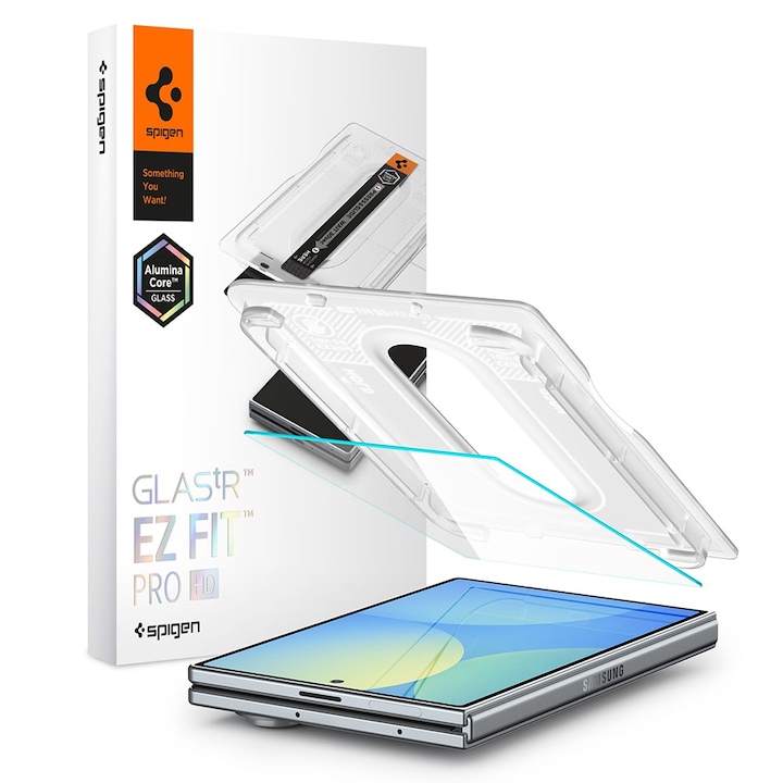 Folie Sticla pentru Samsung Galaxy Z Fold 8 Spigen Glas.tR EZ-FIT Pro HD, Kit de instalare usoara si rapida cu dispozitiv de potrivire automata, Protectie Profesionala, Ultra Rezistenta, Transparenta