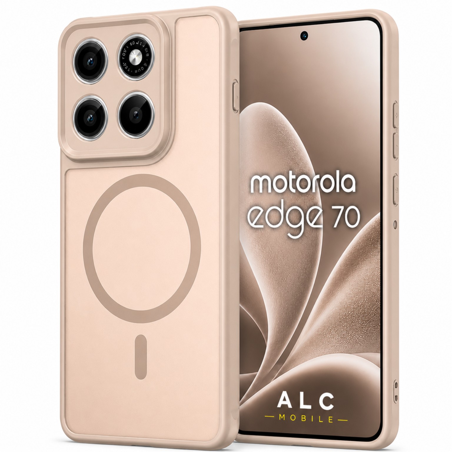 Husa pentru Motorola Edge 70, Matte MagSafe, Protectie 360, Anti-Soc, Protectie Camera, Bej Nude