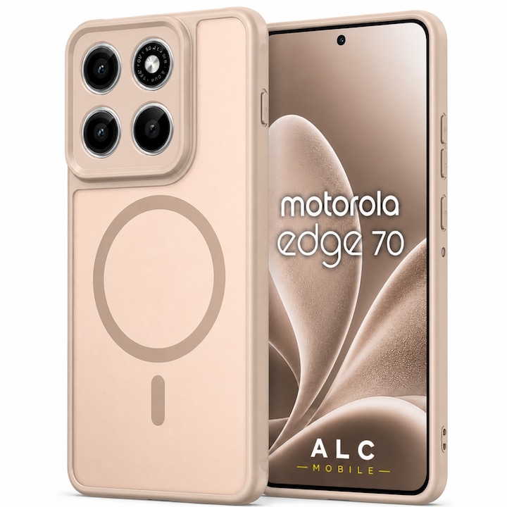 Husa pentru Motorola Edge 70, Matte MagSafe, Protectie 360, Anti-Soc, Protectie Camera, Bej Nude