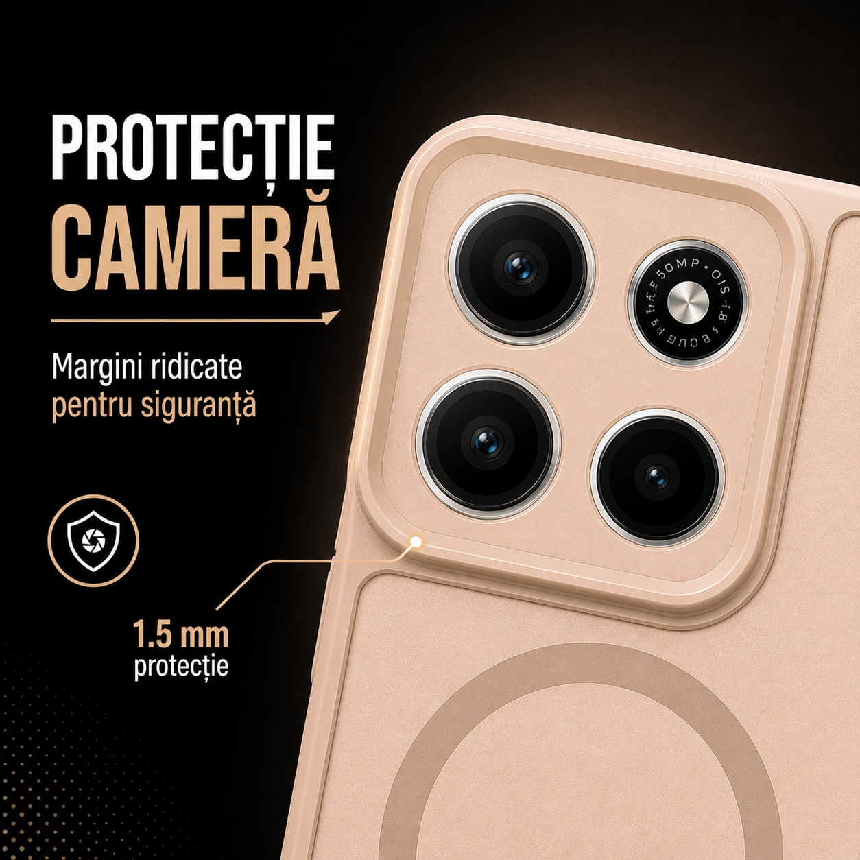 Husa pentru Motorola Edge 70, Matte MagSafe, Protectie 360, Anti-Soc, Protectie Camera, Bej Nude