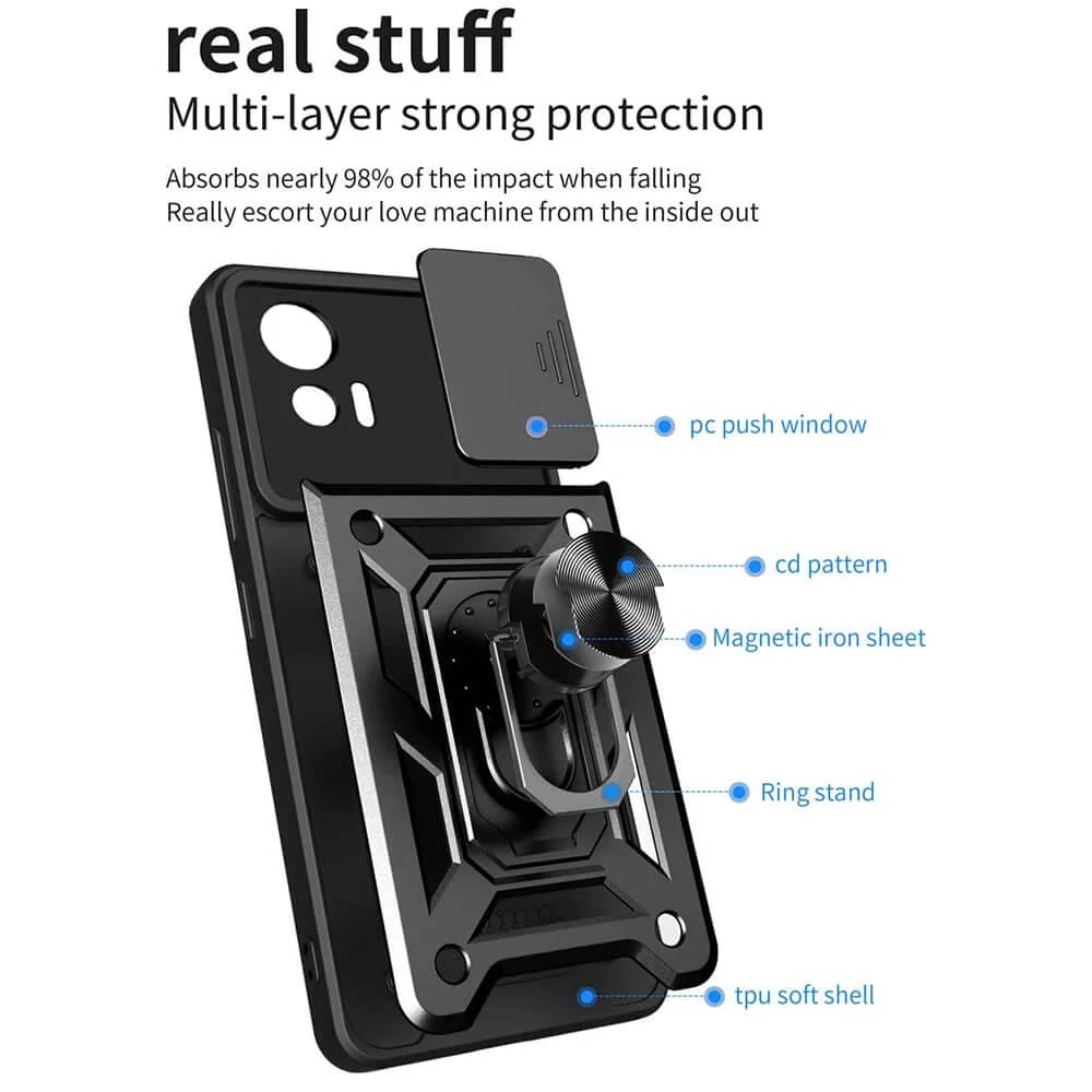 Husa premium compatibila cu Xiaomi 14T Pro, Antisoc, Magnet, Protectie Camera, Inel Metalic, Negru