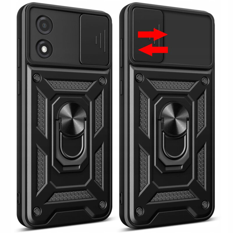 Husa premium compatibila cu Xiaomi 14T Pro, Antisoc, Magnet, Protectie Camera, Inel Metalic, Negru