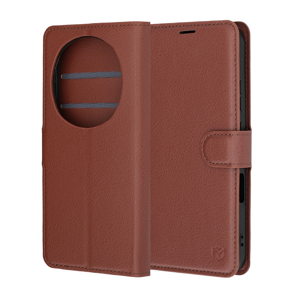 Husa pentru Honor Magic 8 Pro Tip Carte DaDen®, Leather Folio, Functie de Stand, Calitate Premium, Antisoc, Protectie Sporita, Maro