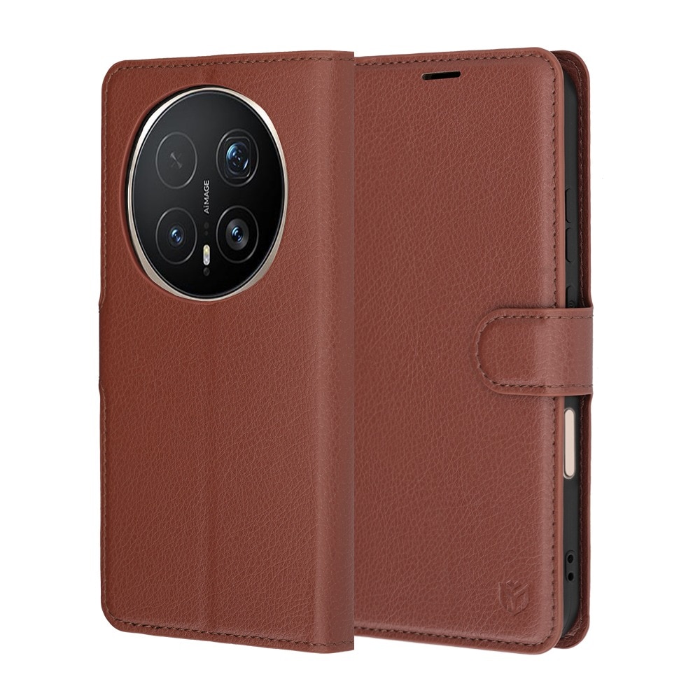 Husa pentru Honor Magic 8 Pro Tip Carte DaDen®, Leather Folio, Functie de Stand, Calitate Premium, Antisoc, Protectie Sporita, Maro