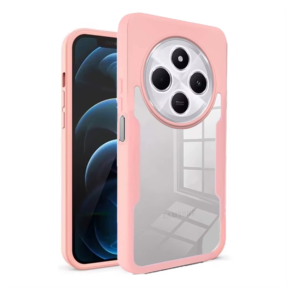 Husa 360 grade compatibila cu Xiaomi Redmi 14C, Cu protector de ecran inclus, Rezistenta la socuri, Anti-ingalbenire, Anti-zgarieturi, Durabila, Margini inaltate de 3mm, Roz/Transparent