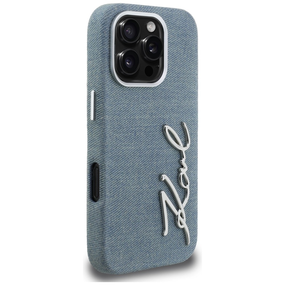 Husa Karl Lagerfeld FW Jeans Signature Logo compatibila cu iPhone 16 Pro Max, Albastru
