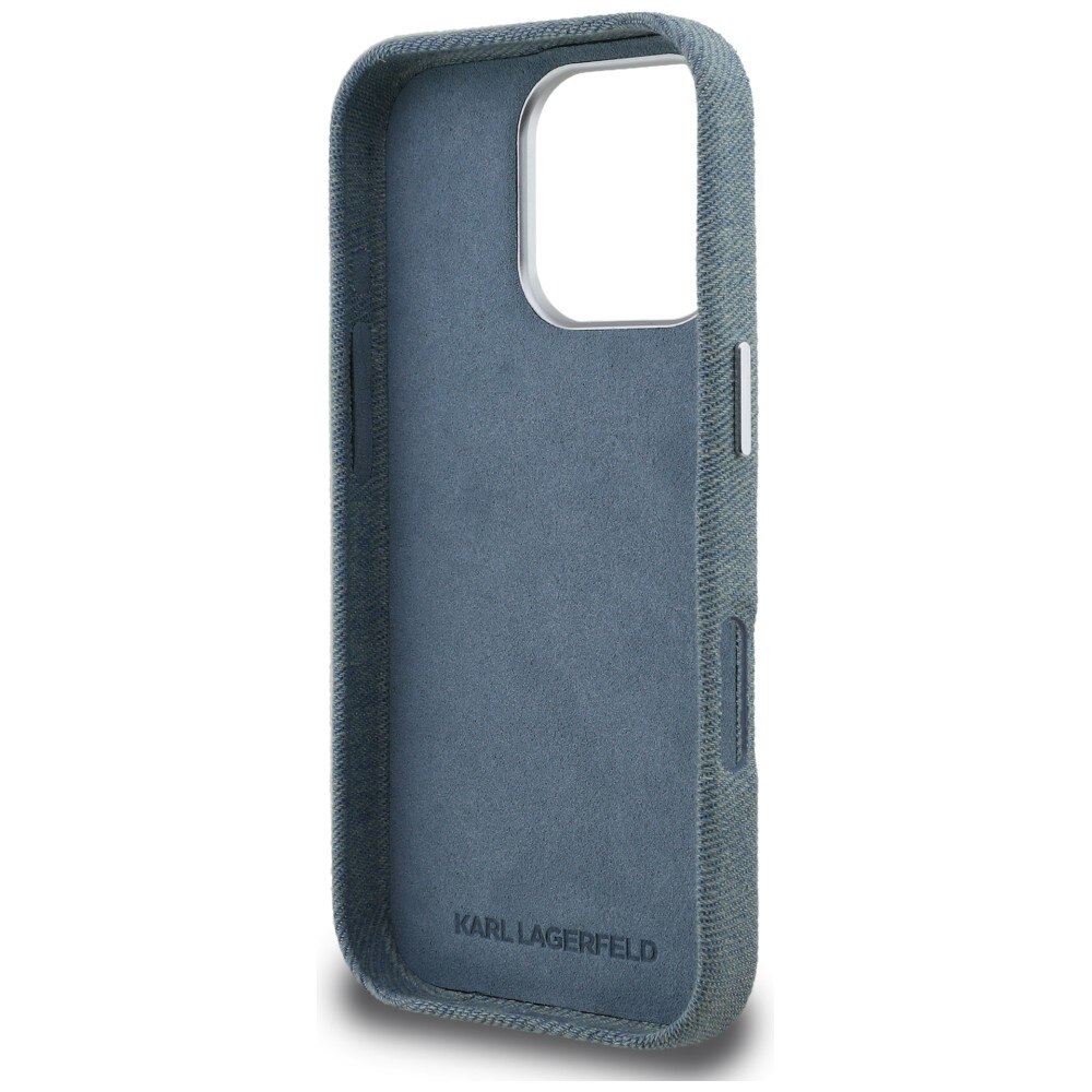 Husa Karl Lagerfeld FW Jeans Signature Logo compatibila cu iPhone 16 Pro Max, Albastru