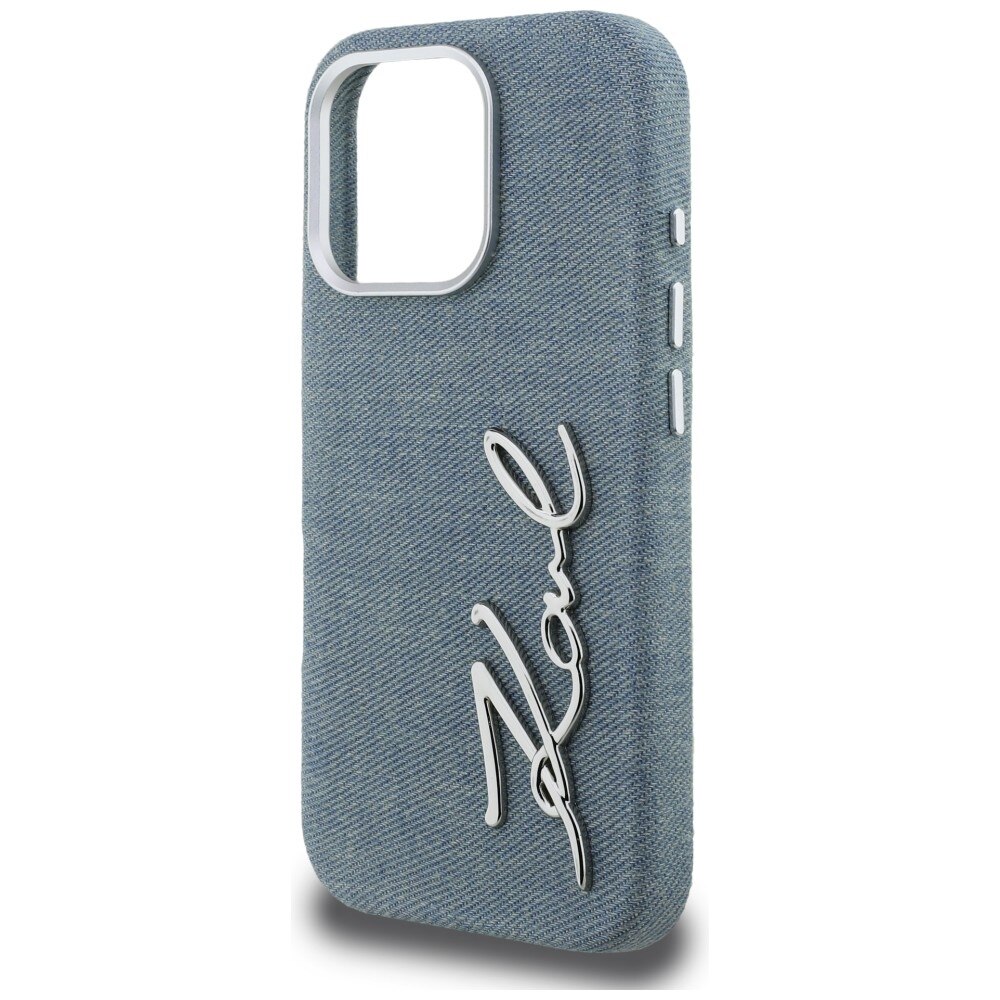 Husa Karl Lagerfeld FW Jeans Signature Logo compatibila cu iPhone 16 Pro Max, Albastru