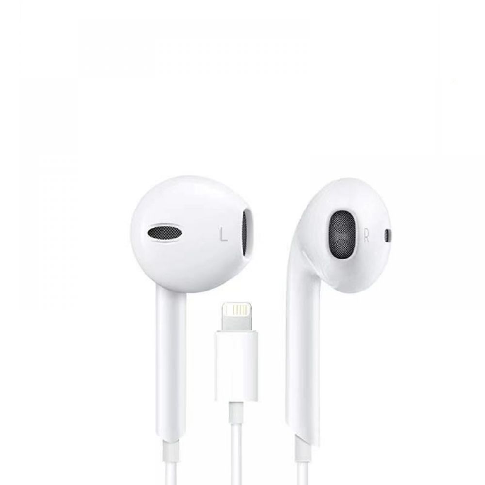 Casti in-ear 0716BM-BST3130900, cu microfon si telecomanda pentru volum, conector Lightning, compatibile cu iPhone, alb