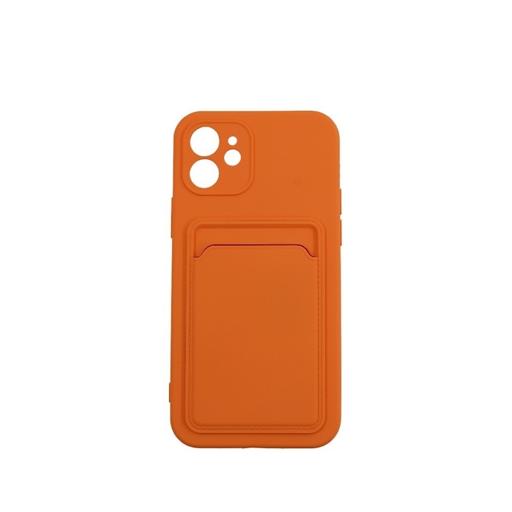 Husa protectie Flippy cu suport card compatibila cu Apple iPhone 12 Portocaliu