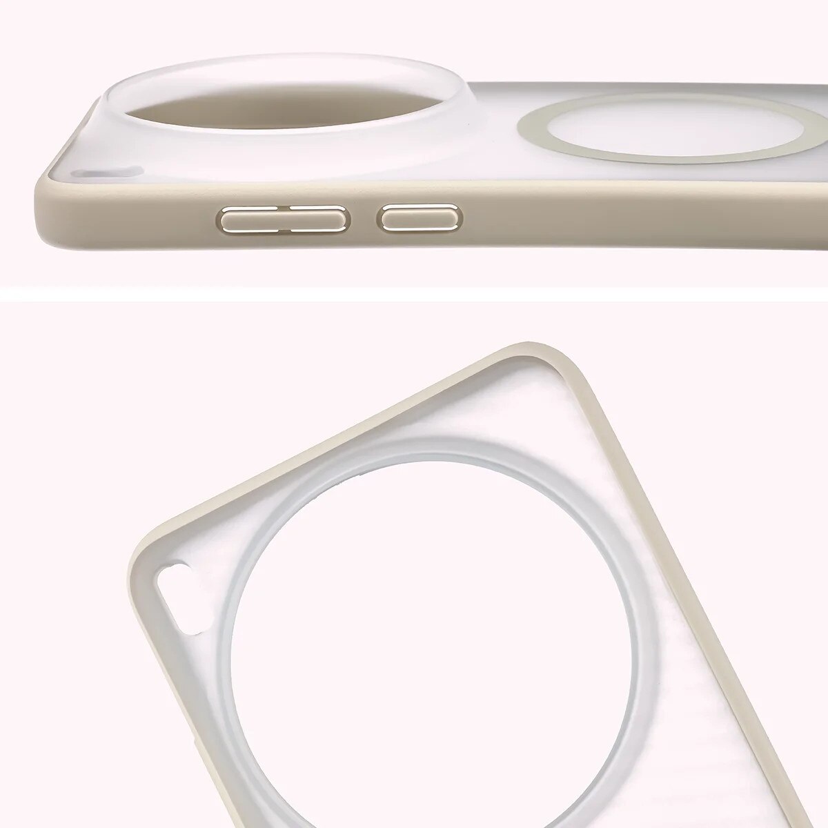 Husa pentru Magsafe Bizon Case MatteO pentru Vivo X300 Ultra, Translucid cu Bej