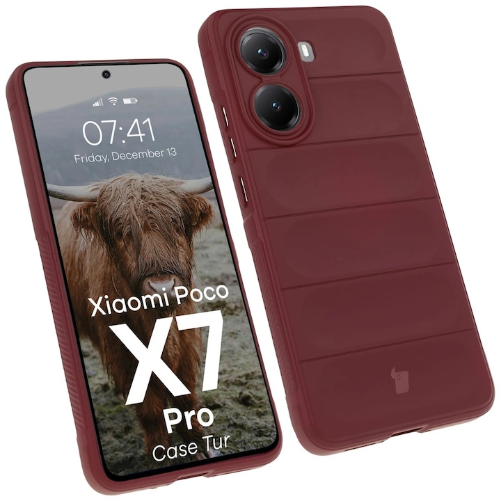 Husa telefon Bizon Tur pentru Xiaomi Poco X7 Pro, TPU, violet inchis, 2mm grosime