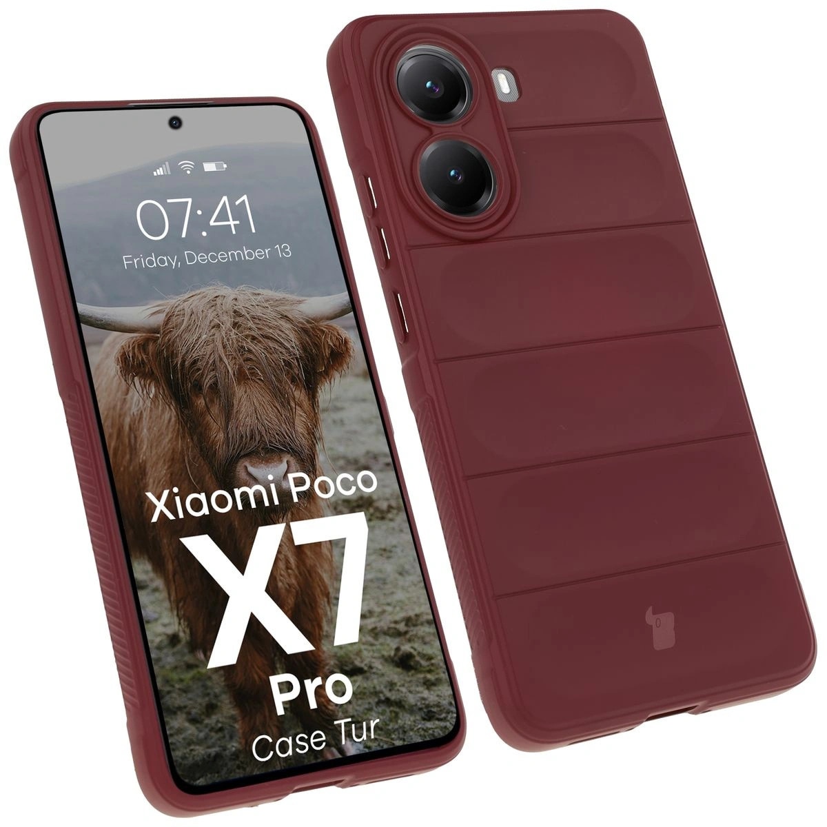 Husa telefon Bizon Tur pentru Xiaomi Poco X7 Pro, TPU, violet inchis, 2mm grosime