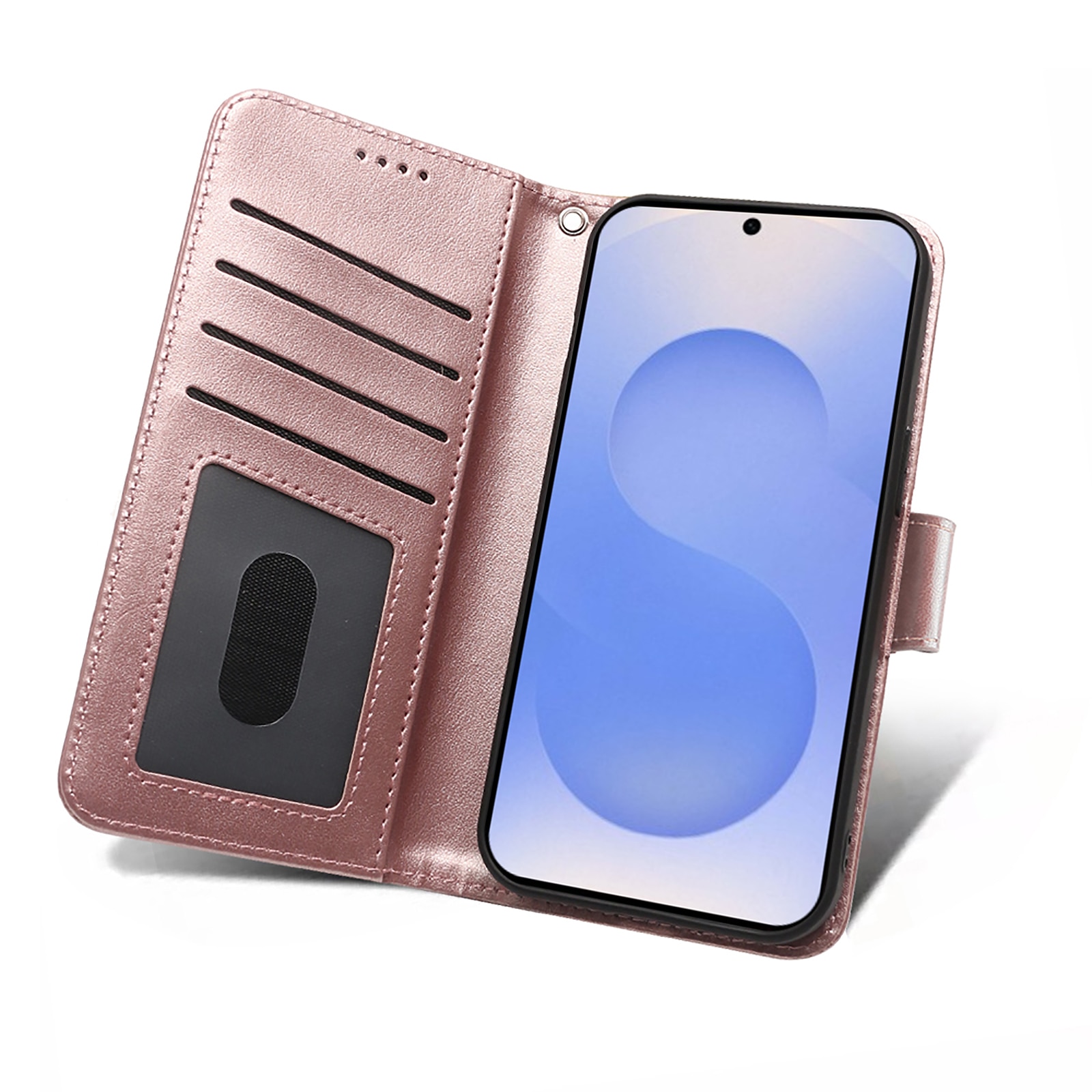 Husa pentru Samsung Galaxy S25, Omelivon, piele fina, Diary Book, tip carte, cu Portofel Interior, stand, Inchidere Magnetica, Antisoc, Roz