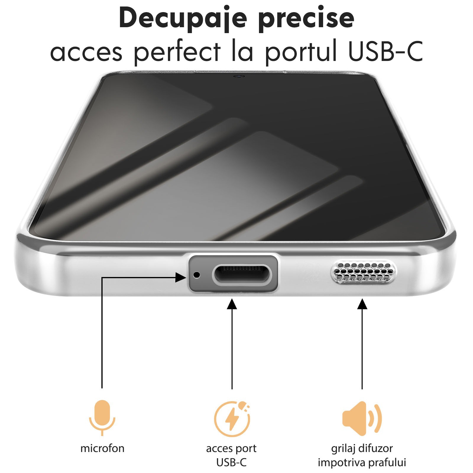 Husa pentru Samsung Galaxy A57 5G Daden® Magsafe Luxury compatibil cu protectie camera, Ultra Protectie, Transparenta cu margini argintii