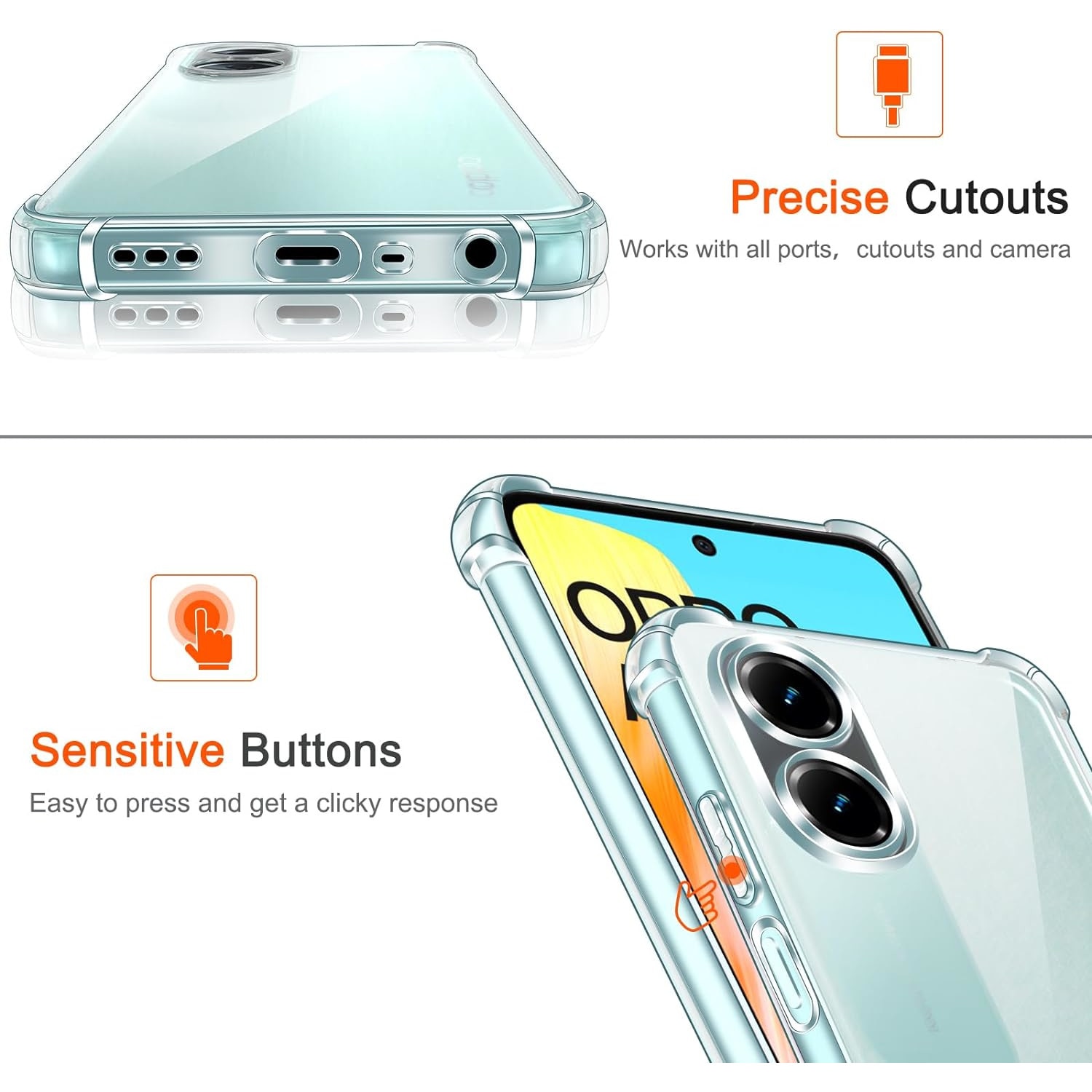 Husa Anti soc, transparenta compatibila cu OPPO A98 5G