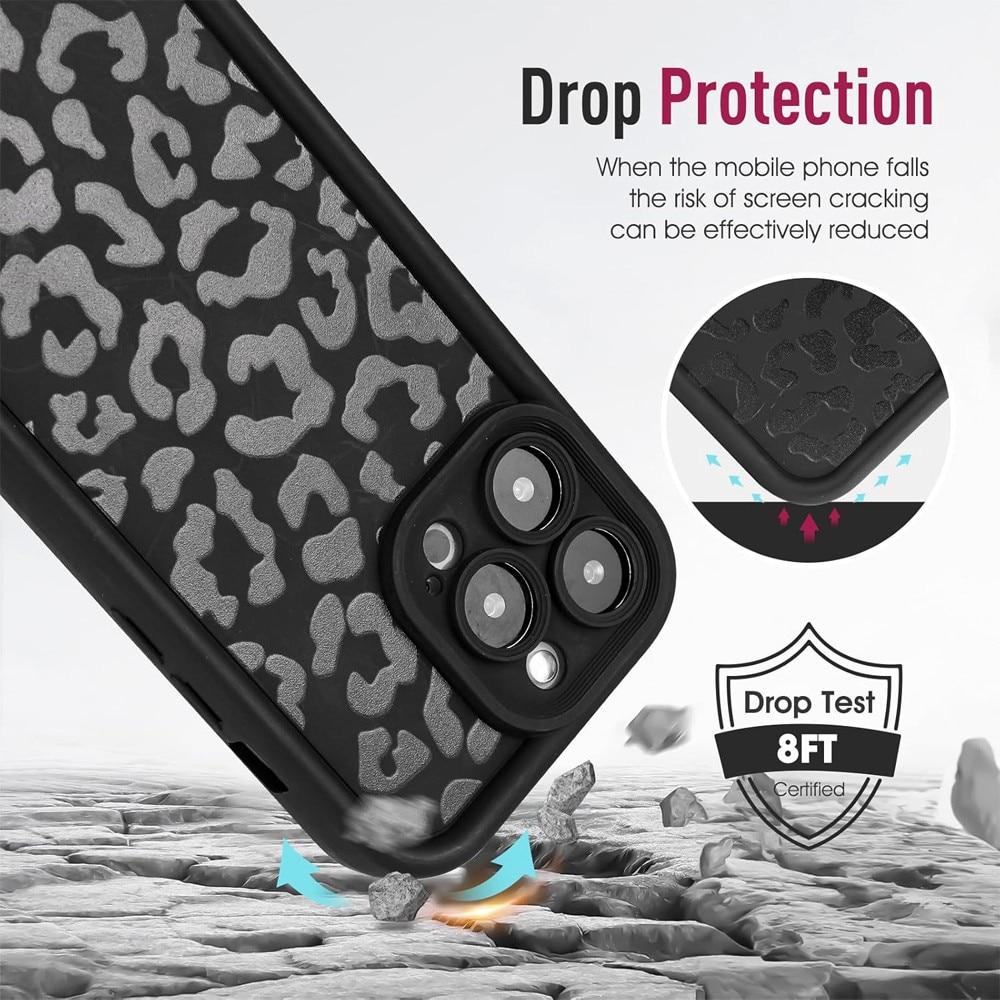 Husa de Protectie Cheeterra pentru Apple iPhone 11, OPTIM SOLUTION, Leopard Print Case, pentru Femei, Fete, AntiShock TPU Moale, Bumper Camera, Discreet Finishes, XGD, Negru