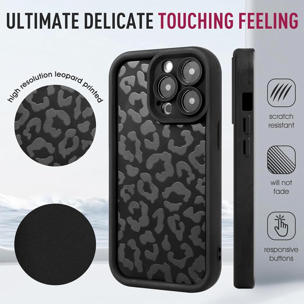 Husa de Protectie Cheeterra pentru Apple iPhone 11, OPTIM SOLUTION, Leopard Print Case, pentru Femei, Fete, AntiShock TPU Moale, Bumper Camera, Discreet Finishes, XGD, Negru