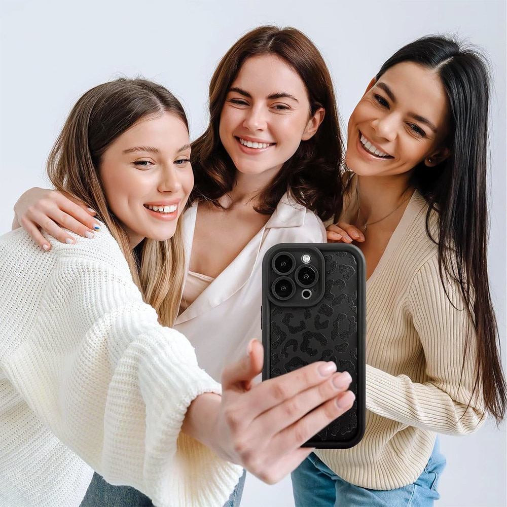 Husa de Protectie Cheeterra pentru Apple iPhone 11, OPTIM SOLUTION, Leopard Print Case, pentru Femei, Fete, AntiShock TPU Moale, Bumper Camera, Discreet Finishes, XGD, Negru