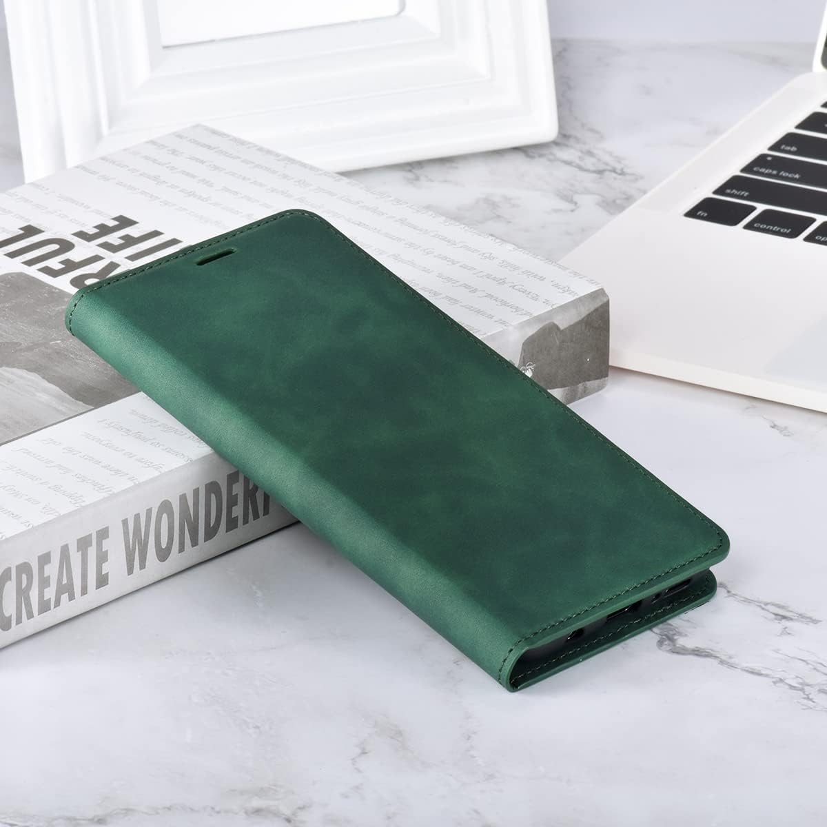Husa pentru Xiaomi Redmi Note 14 Pro 5G Daden® Flip Leather Deluxe, Antisoc, Inchidere magnetica, Buzunar card, Calitate Premium, Verde