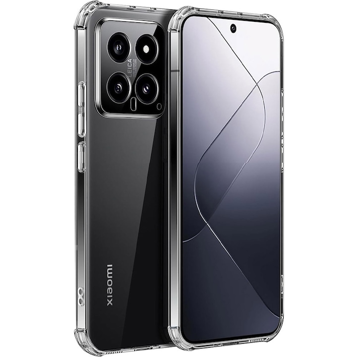 Husa de protectie compatibila cu Xiaomi 14, Clear Design Pro, Slim Fit, Antisoc, Colturi intarite, Silicon, Transparenta