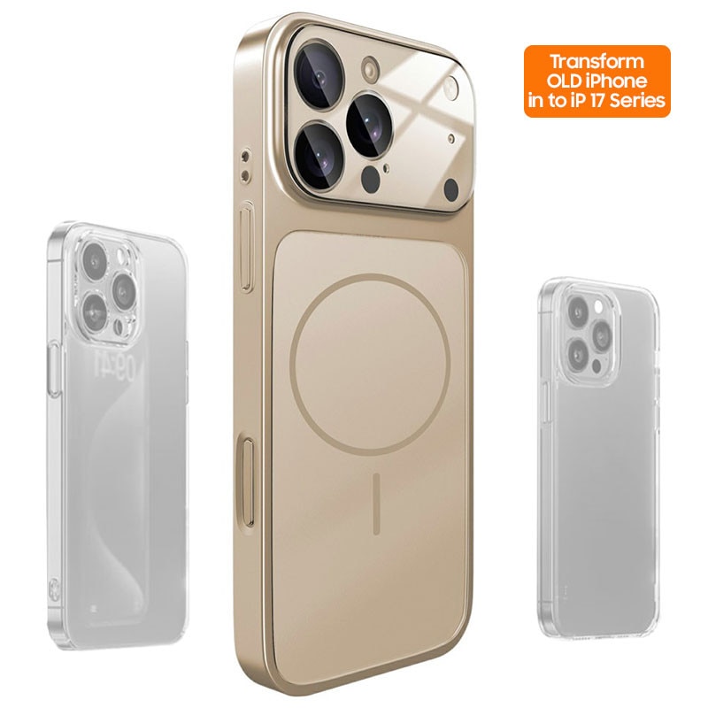 Husa Skin pentru Transformare iPhone 13 Pro in iPhone 17 Pro – Design Premium, Compatibil MagSafe, Culoare Auriu