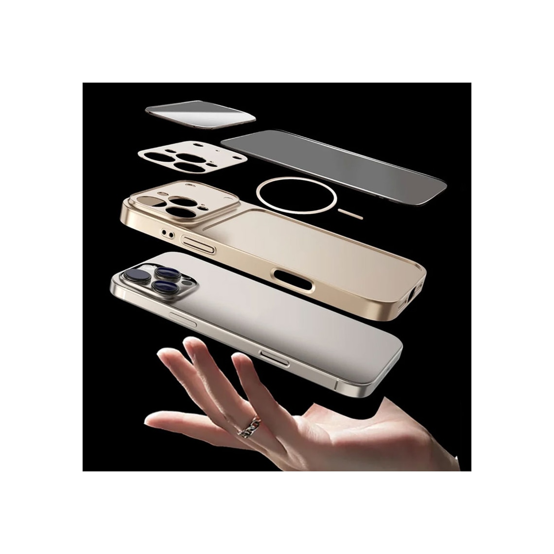 Husa Skin pentru Transformare iPhone 13 Pro in iPhone 17 Pro – Design Premium, Compatibil MagSafe, Culoare Auriu