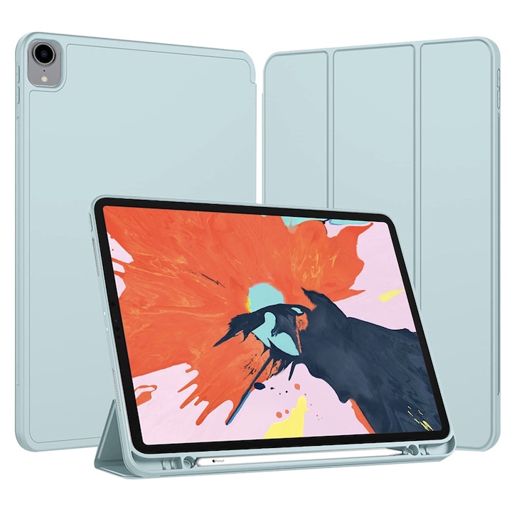 Husa Cu Grad Ridicat de Protectie pentru iPad Pro 12.9 2018/2020/2021/2022, Tuds Shield, Flex Trifold, K73, TPU, Sky Blue