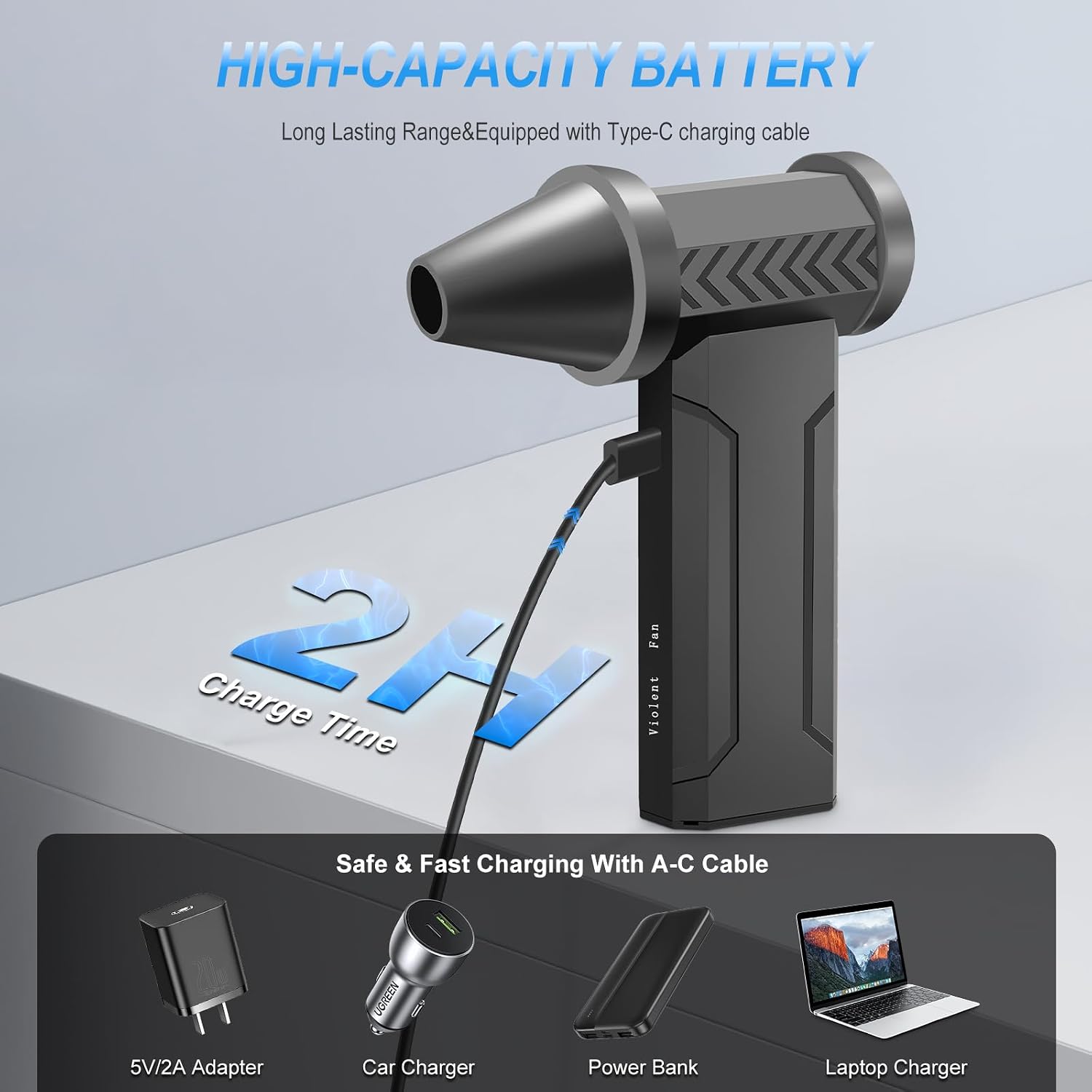 Suflanta cu aer comprimat, 4 viteze reglabile, pulverizator cu aer comprimat de 160.000 RPM cu baterie de 10.000 mAh, mini suflanta pentru electronice, canapele, masini, tastaturi