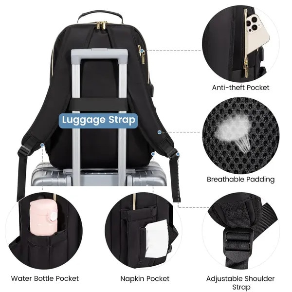 Rucsac laptop negru 43x30x19cm, material 300D, confortabil, practic