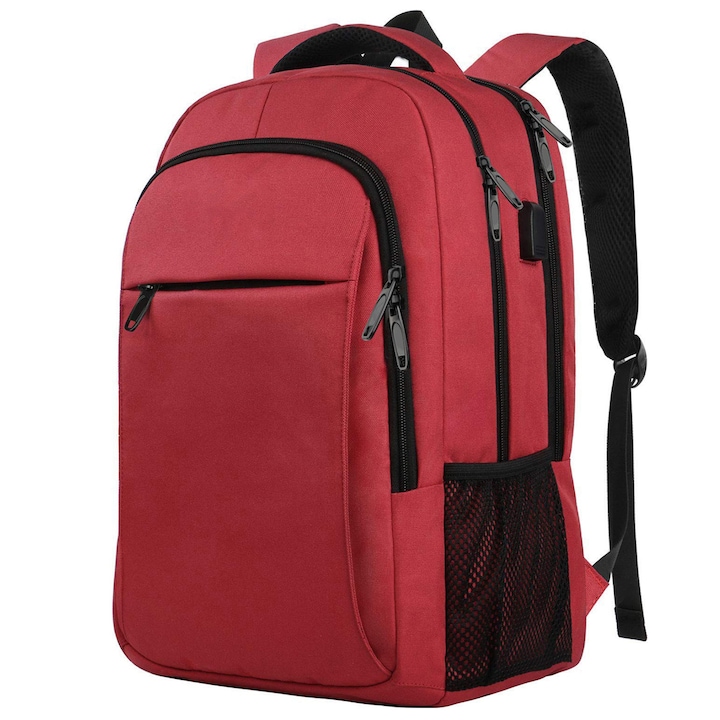 Rucsac laptop, rezistent la apa, port USB, 48x34x18cm, negru