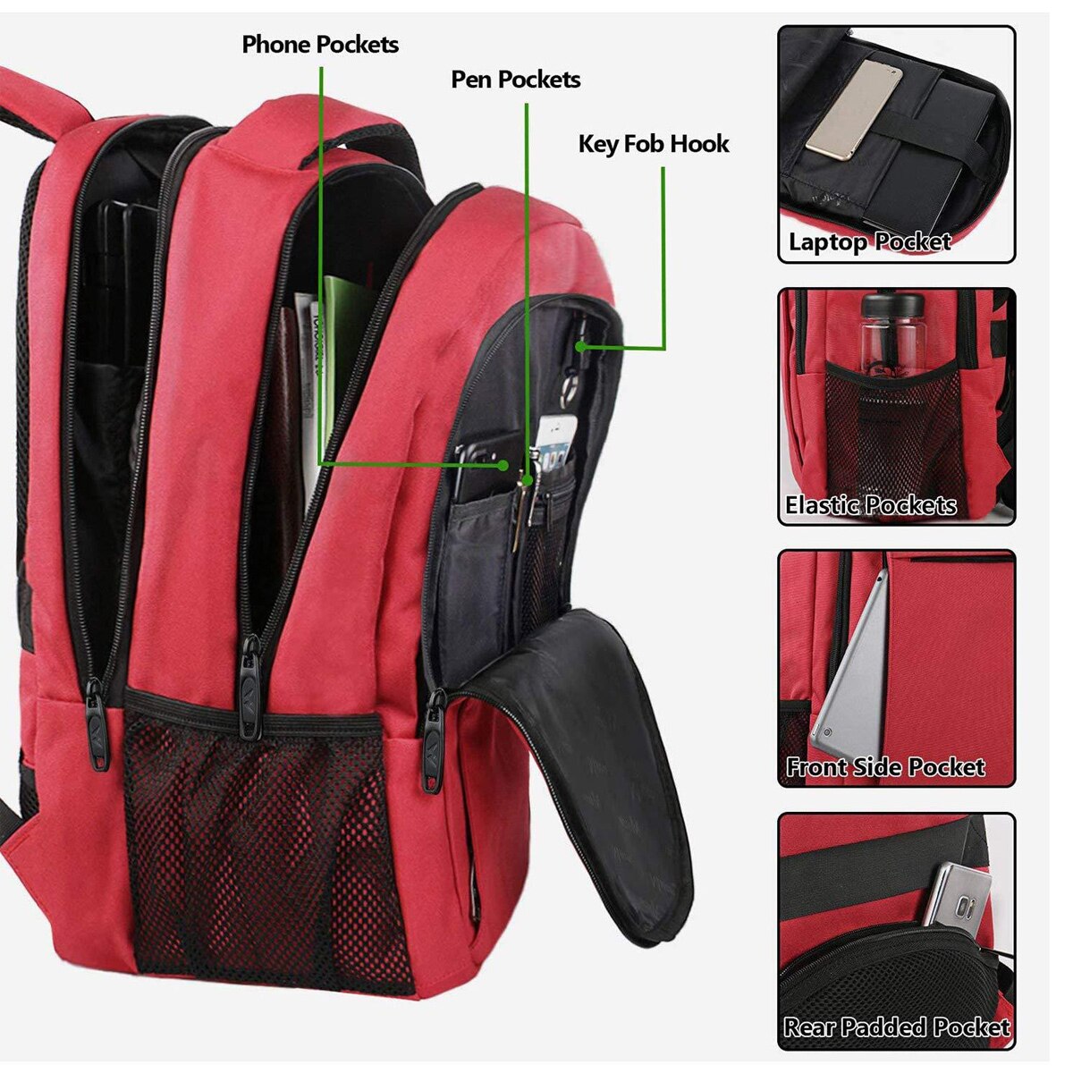 Rucsac laptop, rezistent la apa, port USB, 48x34x18cm, negru