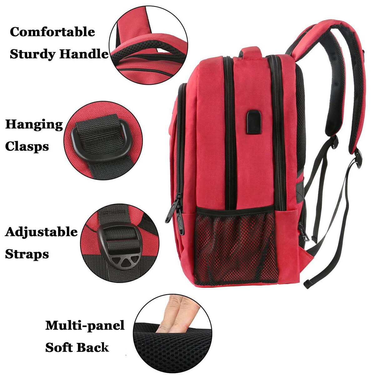 Rucsac laptop, rezistent la apa, port USB, 48x34x18cm, negru
