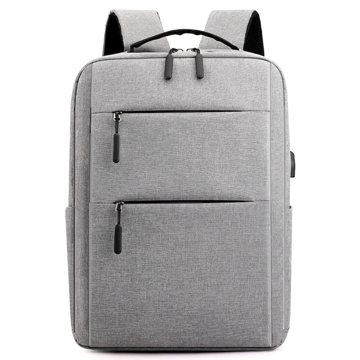Rucsac pentru laptop, rucsac business pentru laptopuri, rucsac scolar cu port de incarcare USB pentru serviciu, drumetii, calatorii, camping, pentru barbati (gri)