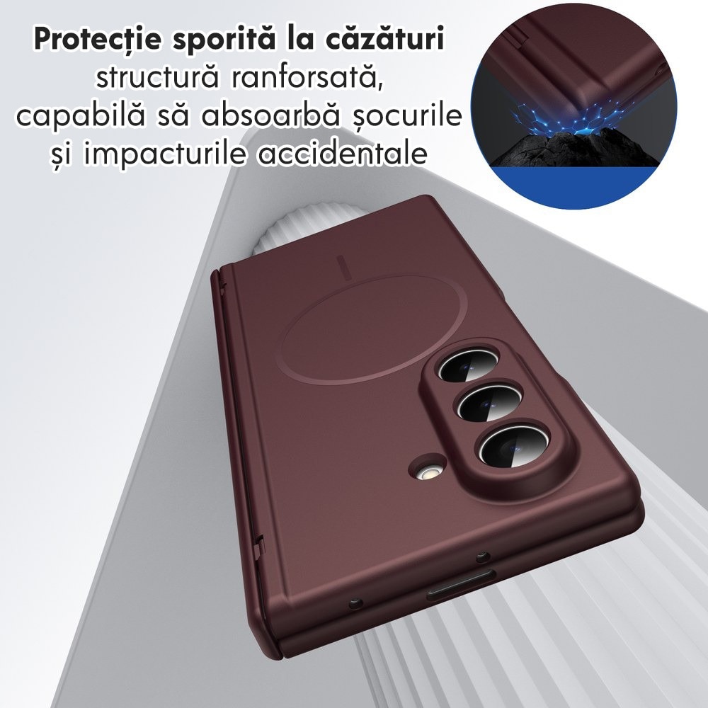 Husa pentru Samsung Galaxy Z Fold 8 Ultra, DaDen MagThin, Protectie completa 360°, Protectie ecran, MagSafe, Incarcare wireless, Protectie balama, Visiniu