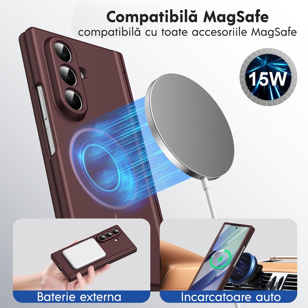 Husa pentru Samsung Galaxy Z Fold 8 Ultra, DaDen MagThin, Protectie completa 360°, Protectie ecran, MagSafe, Incarcare wireless, Protectie balama, Visiniu