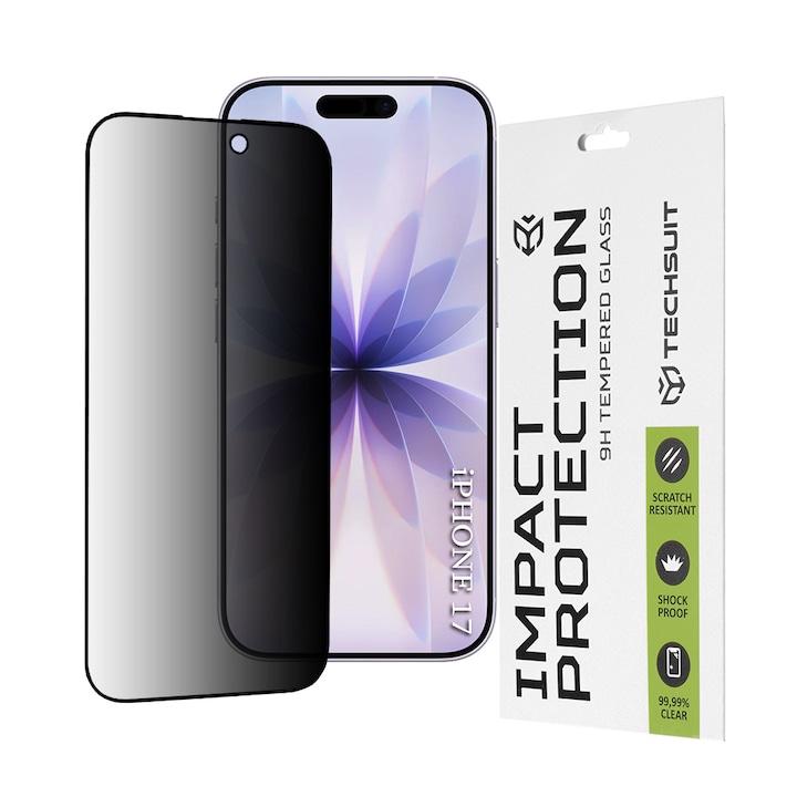 Folie sticla pentru iPhone 17, 111D Privacy Full Glue, Black