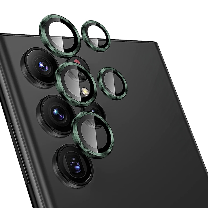Folie Protectie Lentile Camera compatibila cu Samsung Galaxy S25 Ultra, CASEY STUDIOS™ MaxDefense+, Ultra HD, Anti Amprente, Anti Zgarieturi, Anti Socuri, Verde