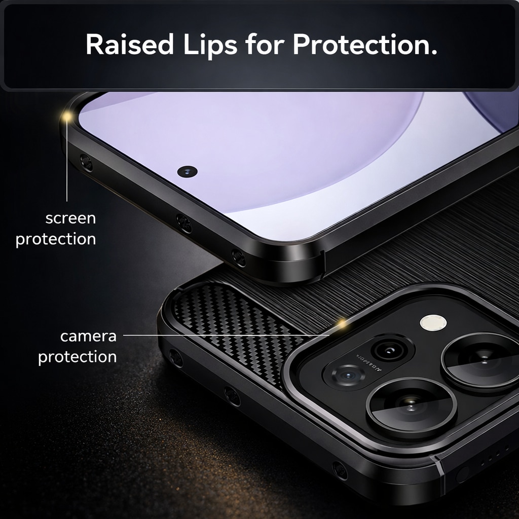Husa Carbon pentru Xiaomi 15T Pro, Silicon TPU Durabil, Protectie sporita, Rezistenta la socuri, Grip Anti-Alunecare, Neagra