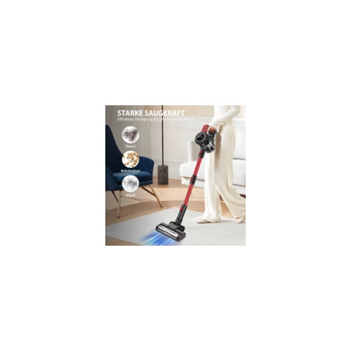 Aspirator fara fir, 6000 W, 30 kPa, sistem de filtrare 5 trepte, cu suport de incarcare pe perete, set complet