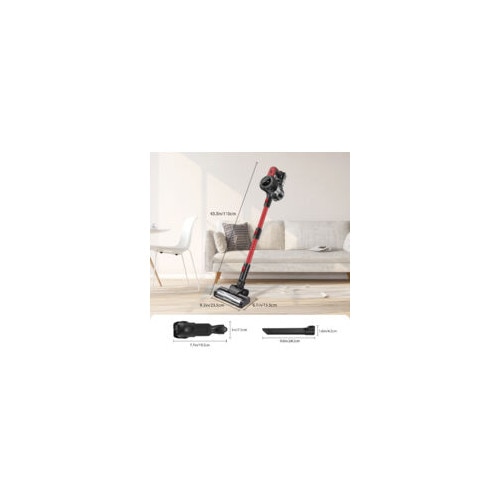 Aspirator fara fir, 6000 W, 30 kPa, sistem de filtrare 5 trepte, cu suport de incarcare pe perete, set complet