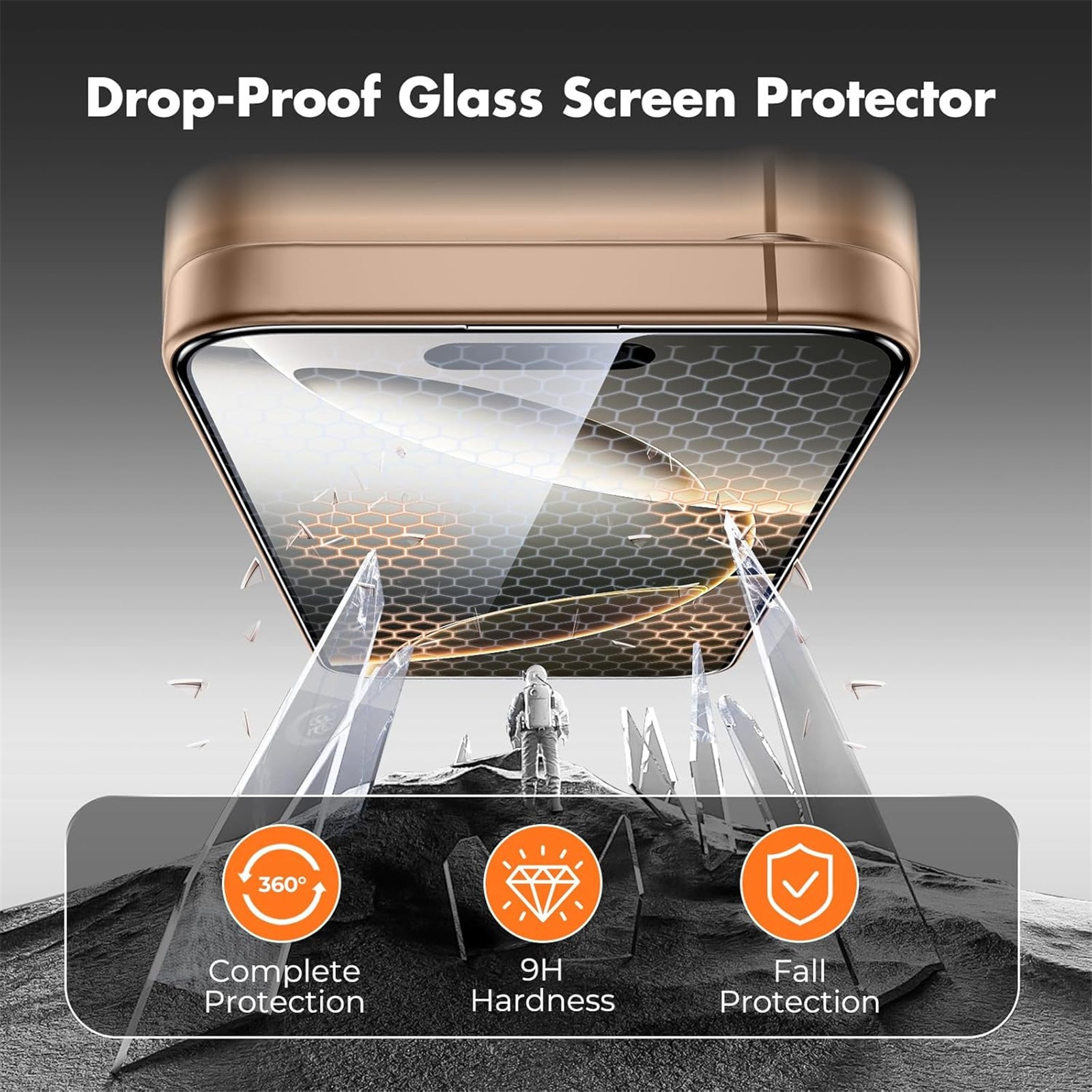 Folie protectie pentru iPhone 17 Pro, UFOTSAM, set 2 buc, sticla securizata 9H, transparent, kit de instalare inclus
