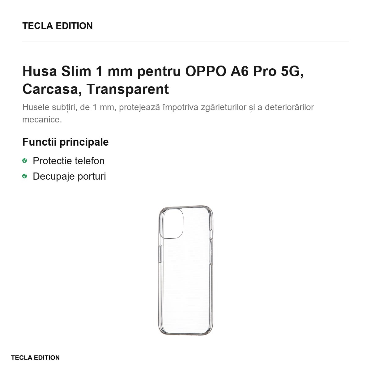Husa Slim 1 mm pentru OPPO A6 Pro 5G, Carcasa, Transparent
