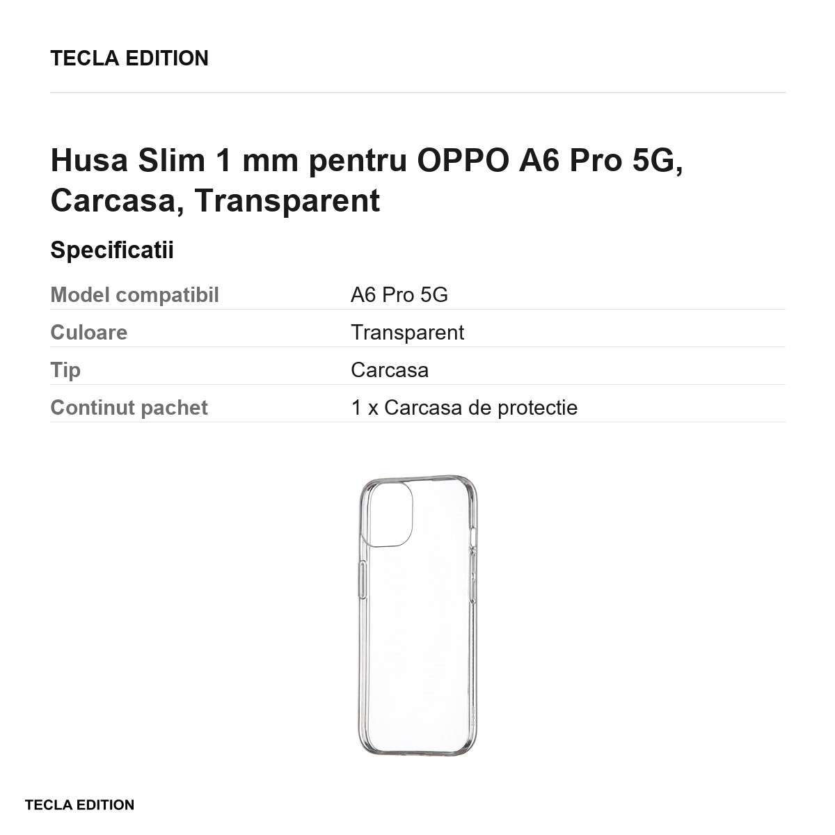 Husa Slim 1 mm pentru OPPO A6 Pro 5G, Carcasa, Transparent