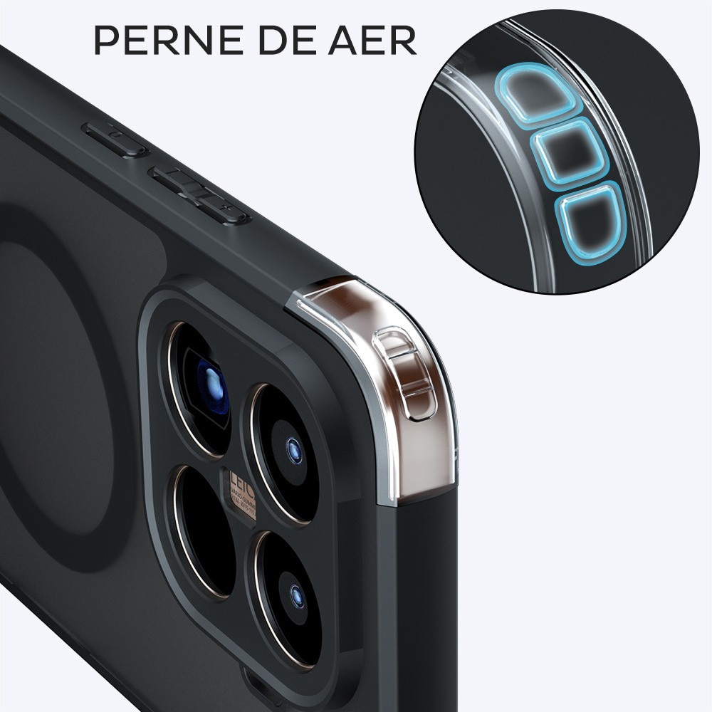Husa pentru Xiaomi 15T Daden® PureFrost MagSafe, Incarcare wireless, Protectie sporita, Anti-amprenta, Negru fumuriu