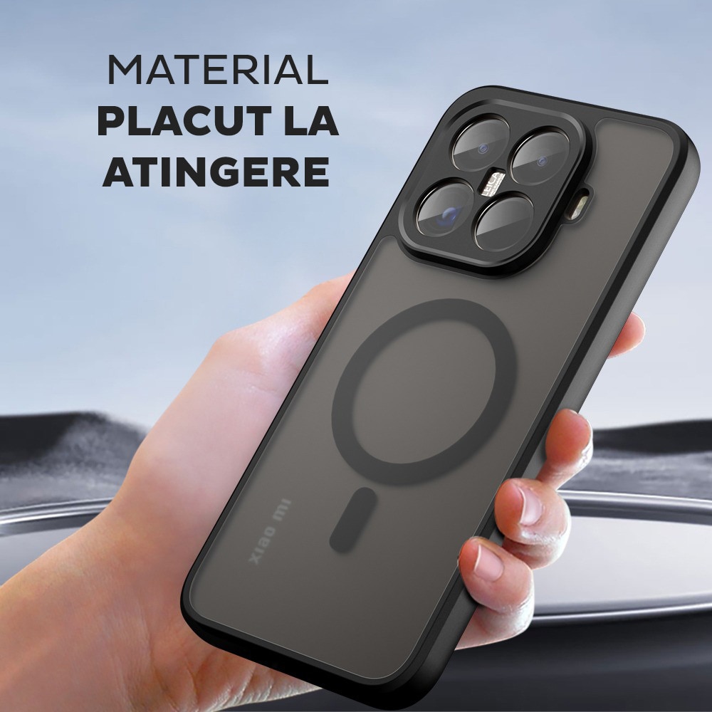 Husa pentru Xiaomi 15T Daden® PureFrost MagSafe, Incarcare wireless, Protectie sporita, Anti-amprenta, Negru fumuriu