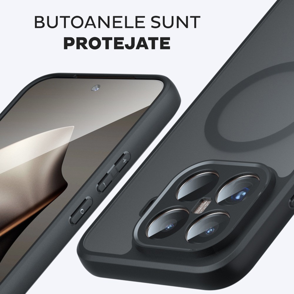 Husa pentru Xiaomi 15T Daden® PureFrost MagSafe, Incarcare wireless, Protectie sporita, Anti-amprenta, Negru fumuriu