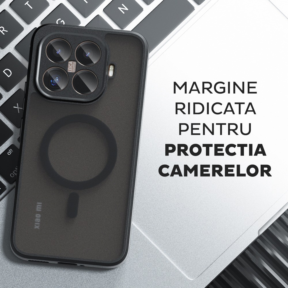 Husa pentru Xiaomi 15T Daden® PureFrost MagSafe, Incarcare wireless, Protectie sporita, Anti-amprenta, Negru fumuriu
